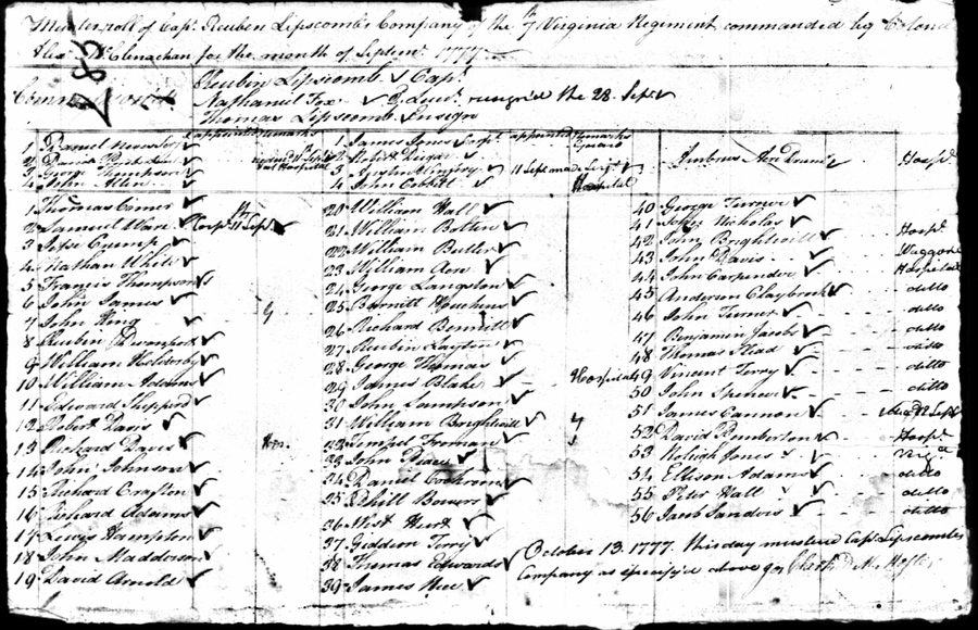 Handwritten colonial-era record page, browned with age